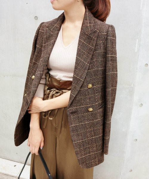 モールチェック ダブルブレストジャケット