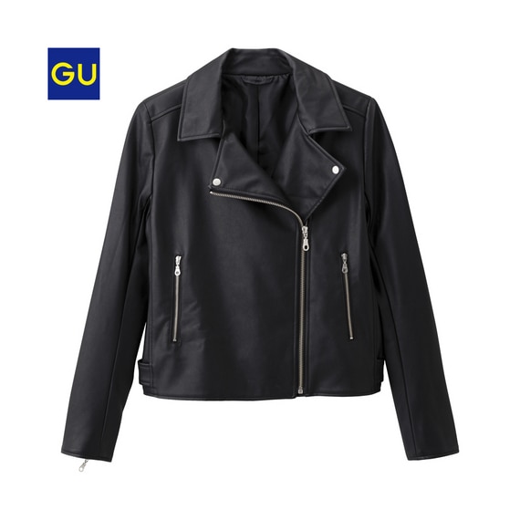 フェイクレザーバイカーブルゾン