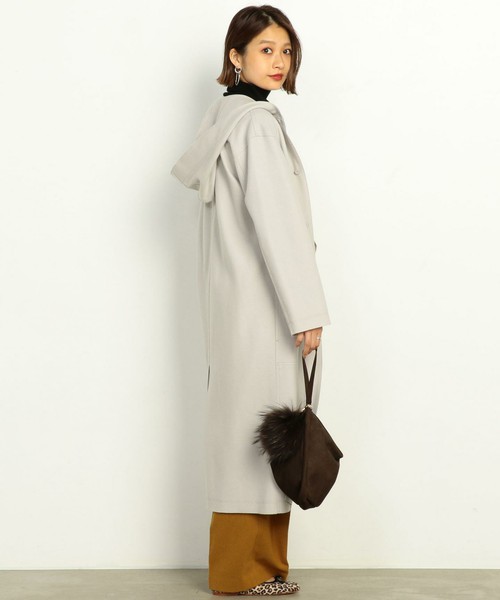 BY スムースフードロングガウンコート