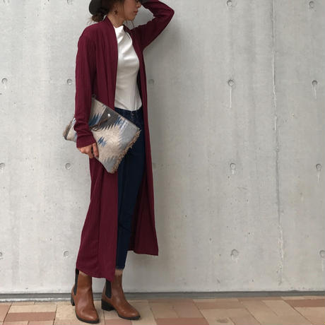 ケーブル柄ジャガードロングドレープカーディガン