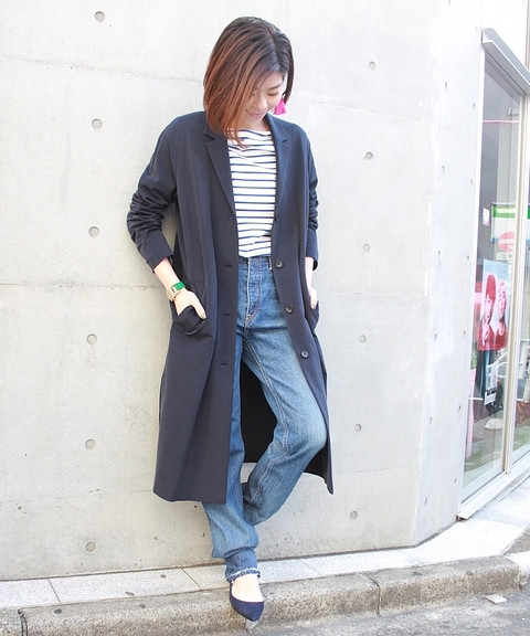 ボーダーベルスリーブ プルオーバー