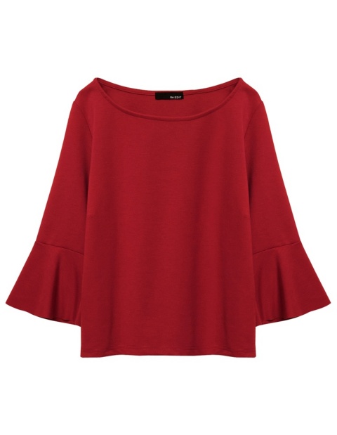 リラックスポンチフリルフレアスリーブトップス