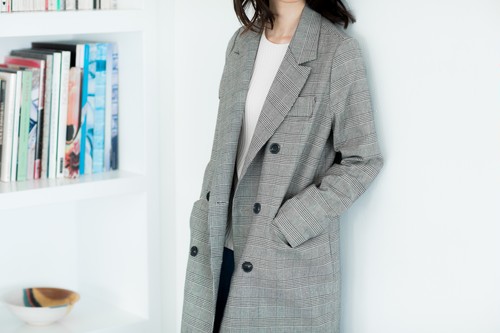 グレンチェックコート