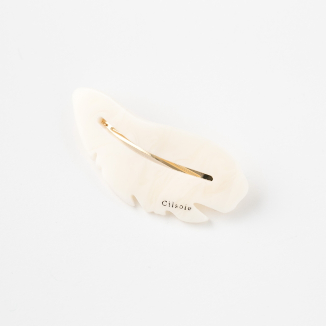 フェザーバレッタ/レギュラーサイズ/オフホワイトマーブル