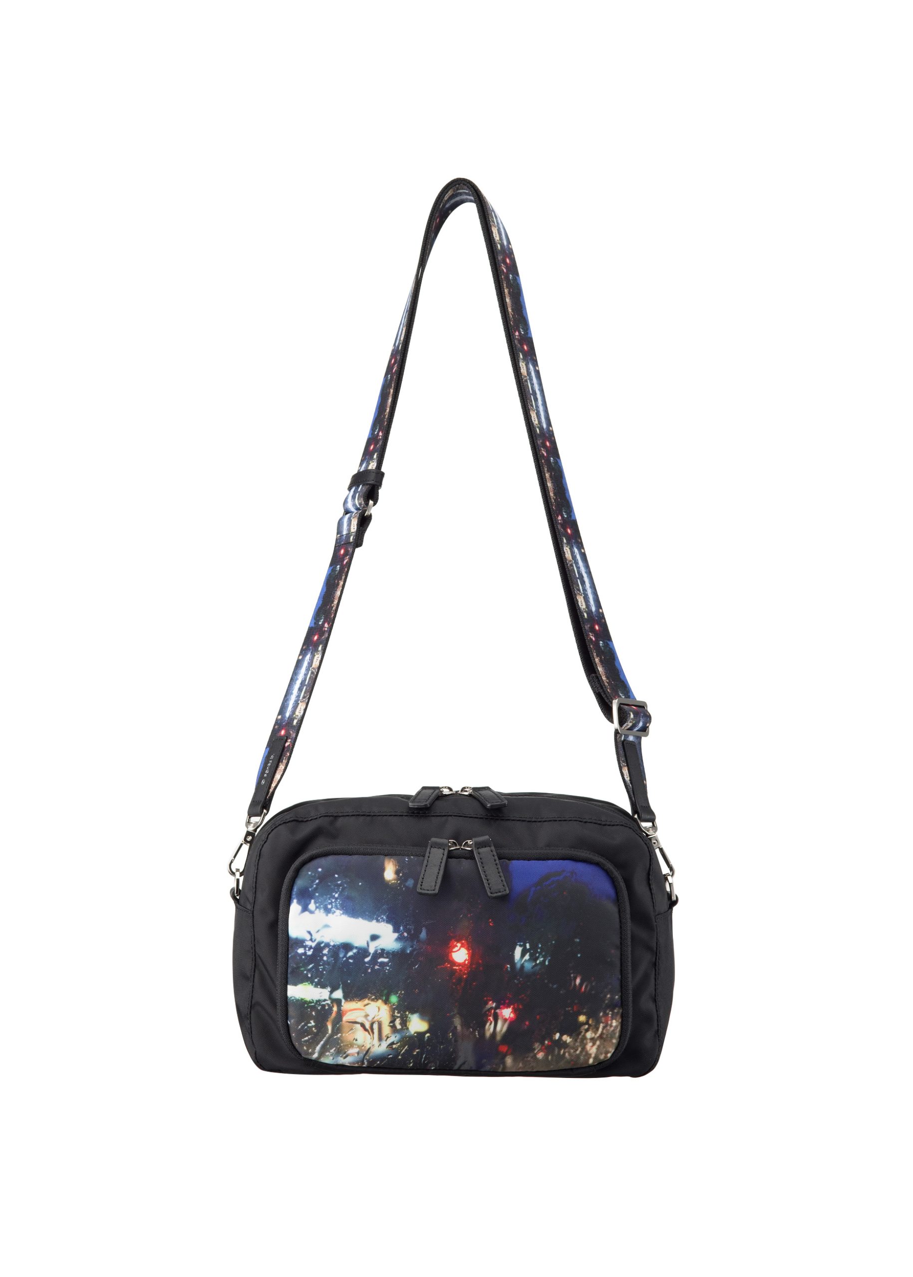 photo print nylon shoulder bag with 2belt straps
