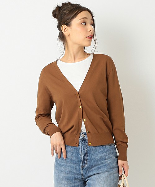 金釦 Vネック カーディガン