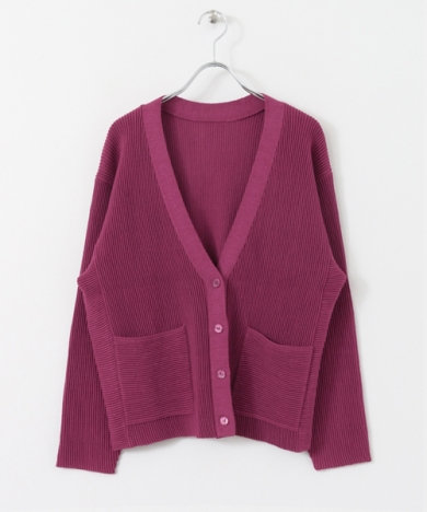 タック編みカーディガン