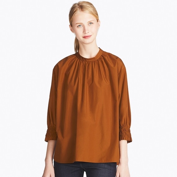 エクストラファインコットンギャザーブラウス（7分袖）