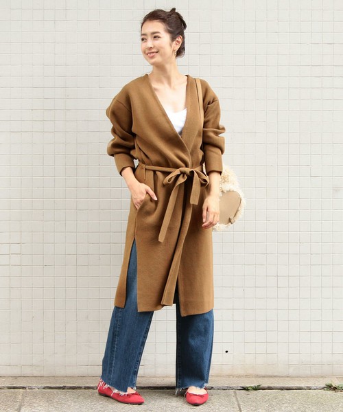 BY スリットロングカーディガン -手洗い可能-