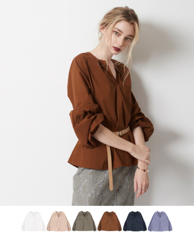 ゆるVネックブラウスプルオーバー