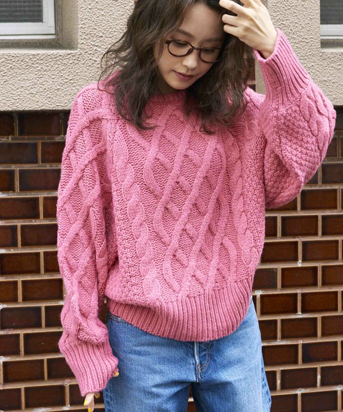 ラブ＆ピースプロジェクト　ミックスケーブル編みニット