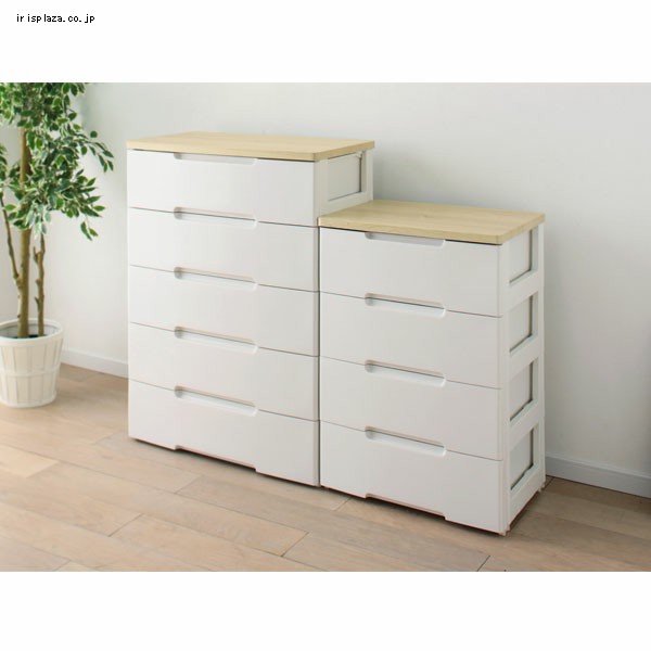 ウッドトップチェスト 4段 HG-554 ホワイト/ナチュラル