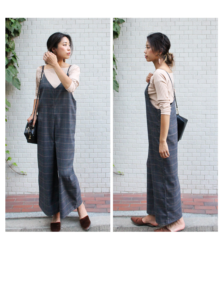 チェックバックVキャミサロペット