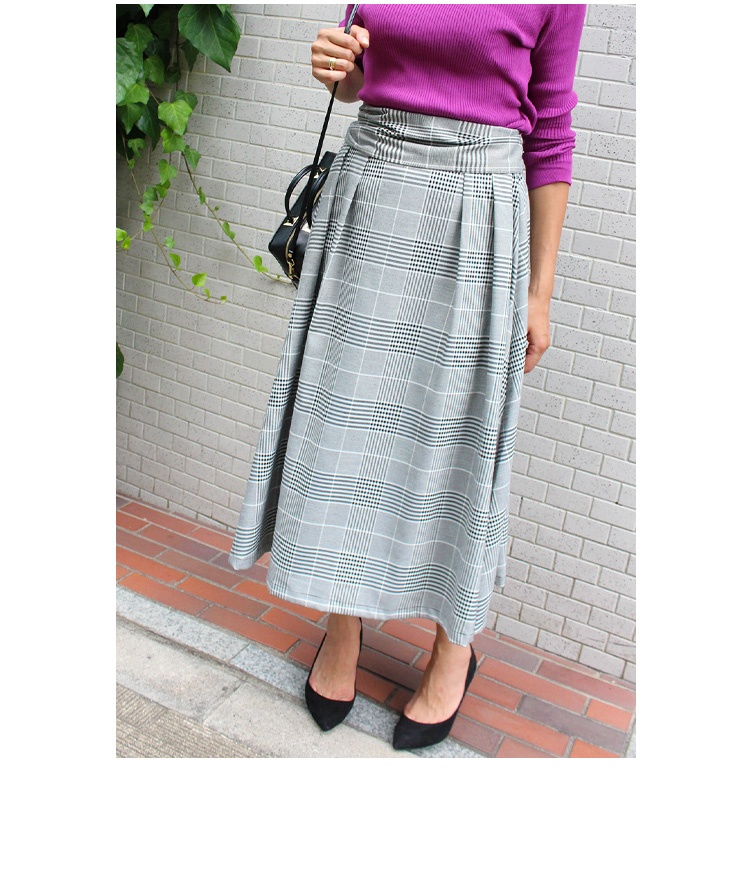ベルト付きチェックスカート