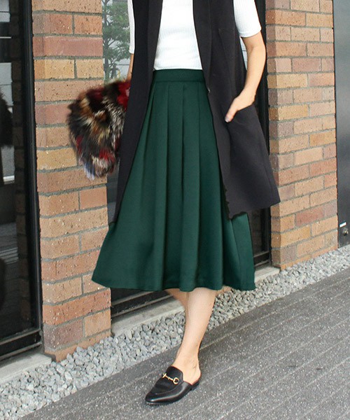 カラーフレアスカート ロングスカート