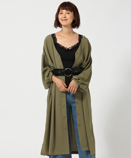 Vネックコートワンピース