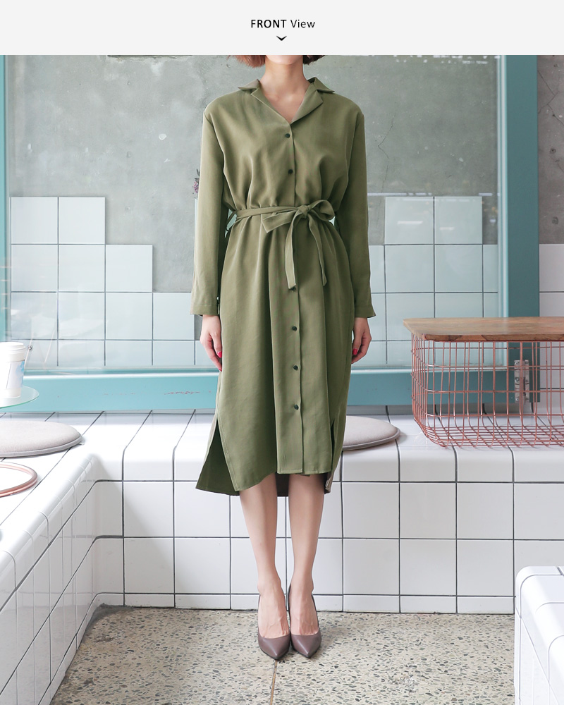 ストラップSETオープンカラーシャツワンピース