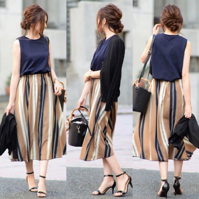 マルチストライプドッキングワンピース