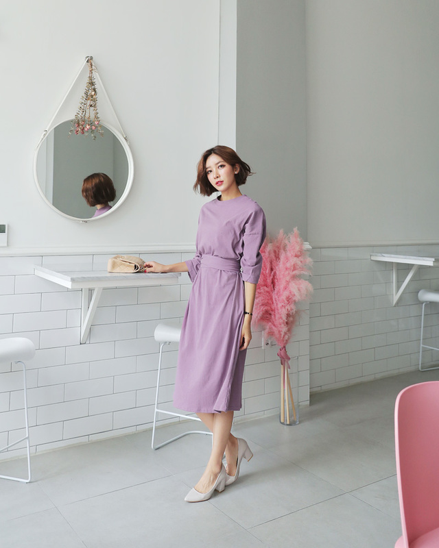 ストラップSETロールアップスリーブワンピース