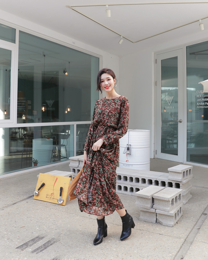 ストラップSETアンバランスフローラルワンピース