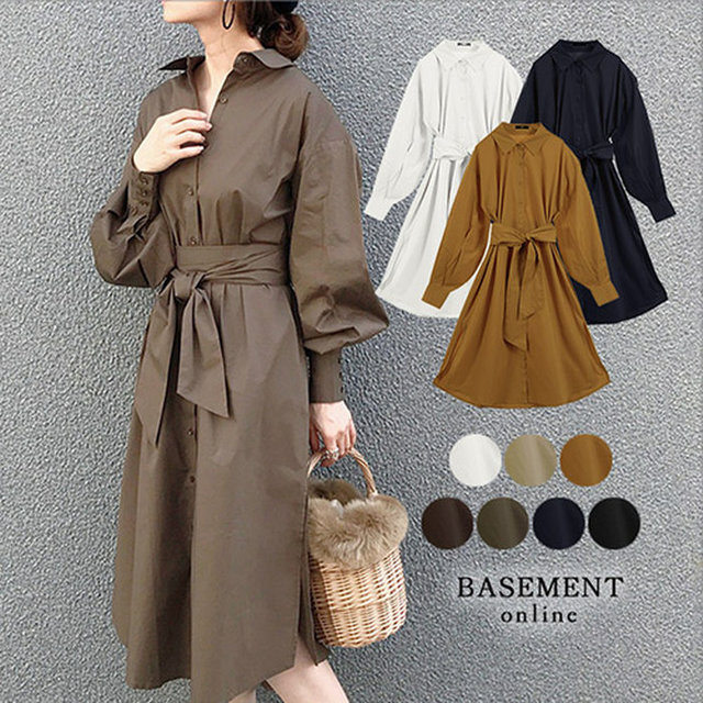 バルーンスリーブシャツワンピ