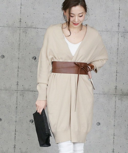 やわふわニットロング丈ガウンコーディガン