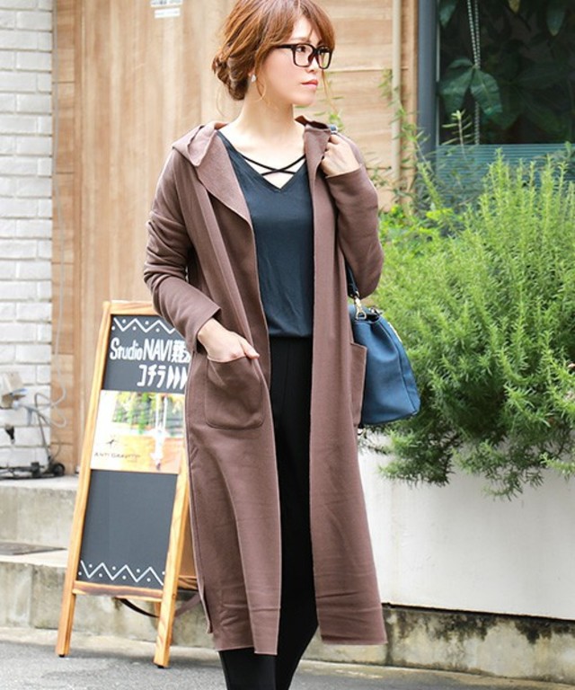 裏起毛ロングコーディガン