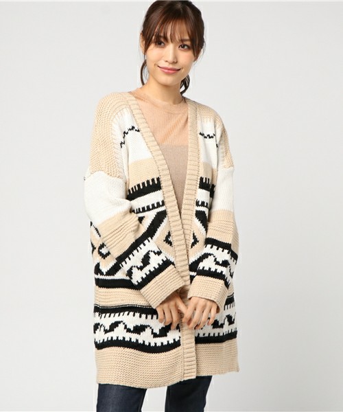 ネイティブ柄ニットカーディガン