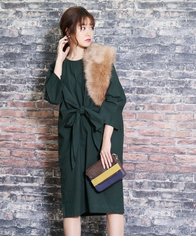 フロントリボンビックシルエットワンピース