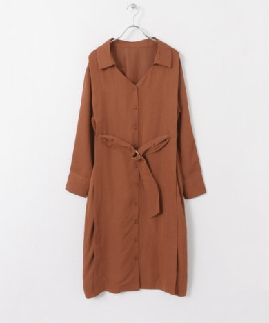 ベルテッドシャツワンピース