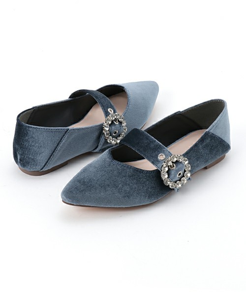 ビジューバックルバレエシューズ