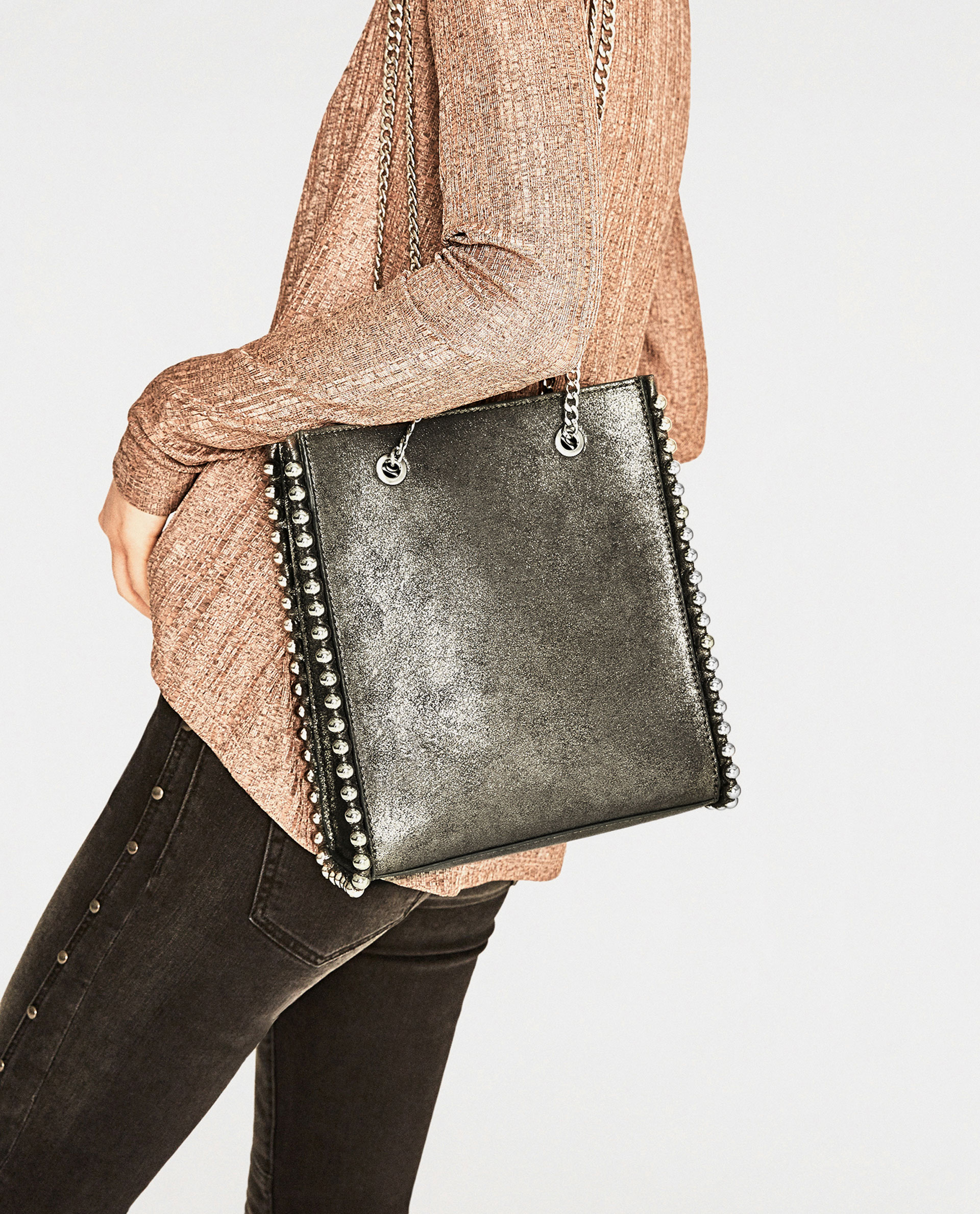 スタッズ付きミニトートバッグ