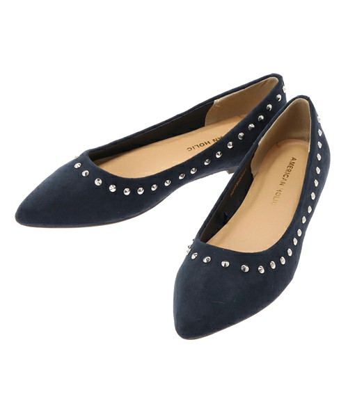 スエード調スタッズパンプス