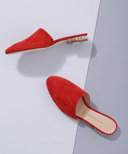 FABIO RUSCONI/スタッズヒールスリッパ