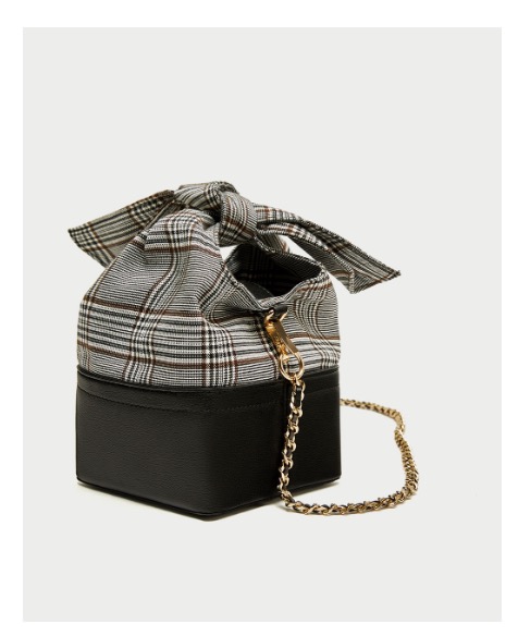 チェック柄リボン付きクロスボディバッグ