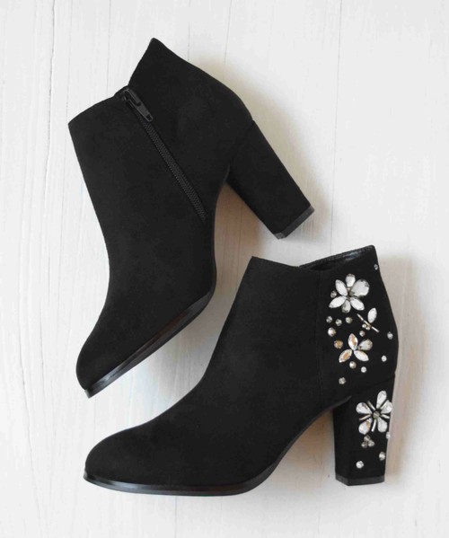 80ｍｍフラワーモチーフビジューブーツ