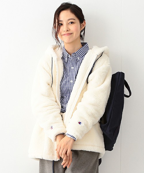 Champion / 別注 フード付き ボア コーチジャケット