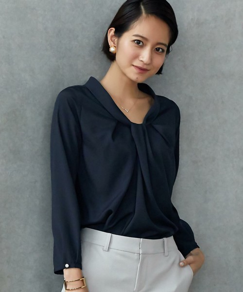 CR デシン フロントギャザー ブラウス