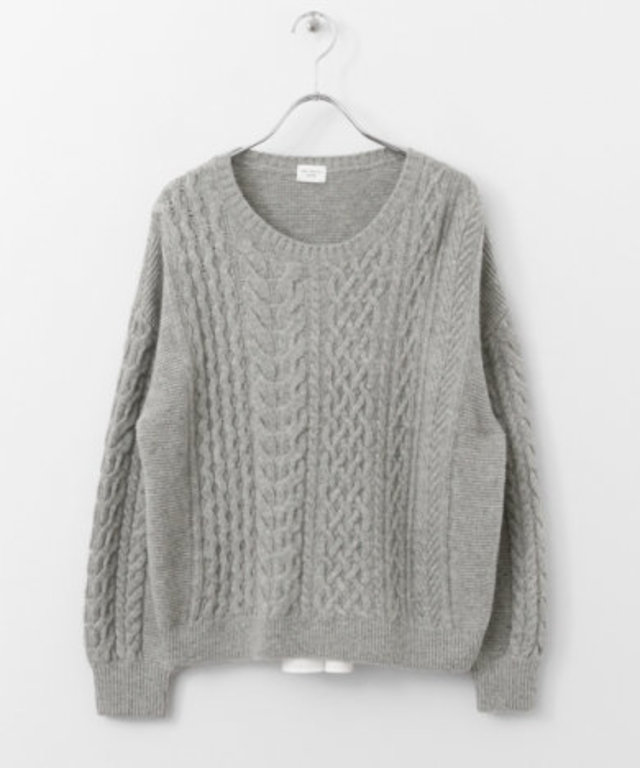 アラン柄バックシャツプルオーバー