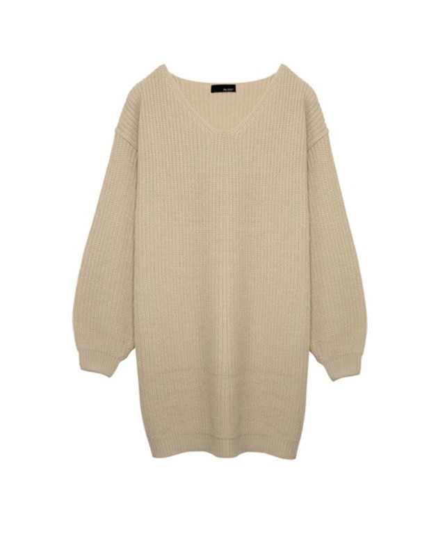 ざっくりルーズニットＶネックワンピース