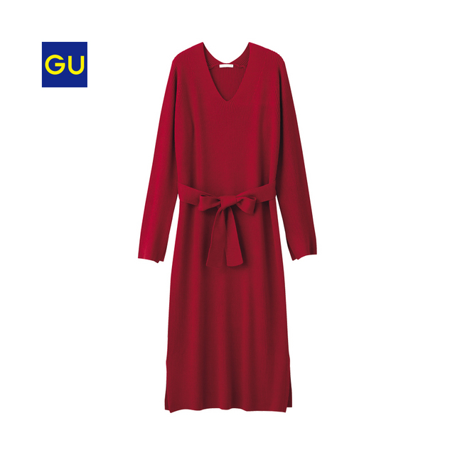 リブニットワンピース（長袖）