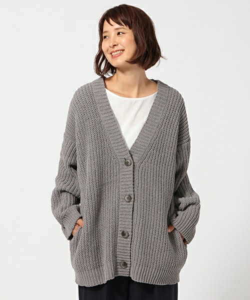 ミドルゲージモールヤーンカーディガン長袖