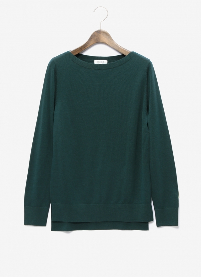 ウォッシャブルウールボートネック長袖ニット