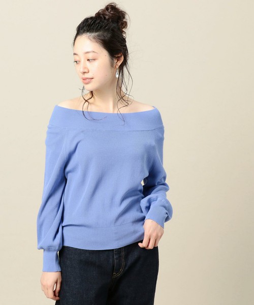 ハイツイストコットン オフショルダーニット