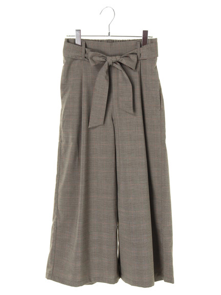 ウエストリボンワイドクロップドパンツ