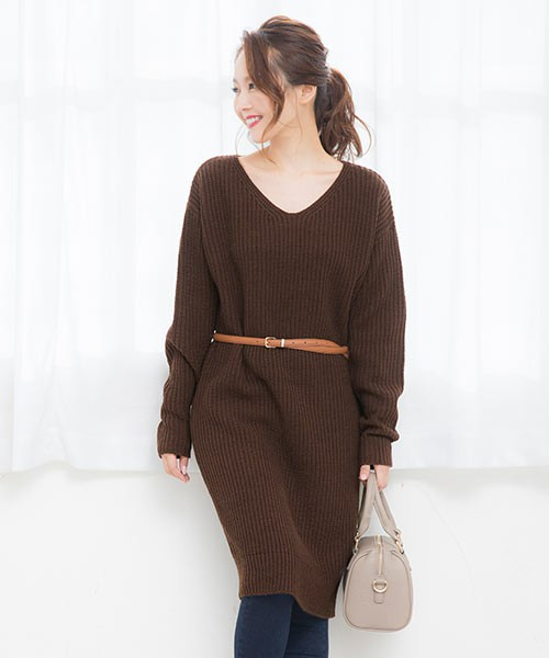 ゆるニットロングワンピース