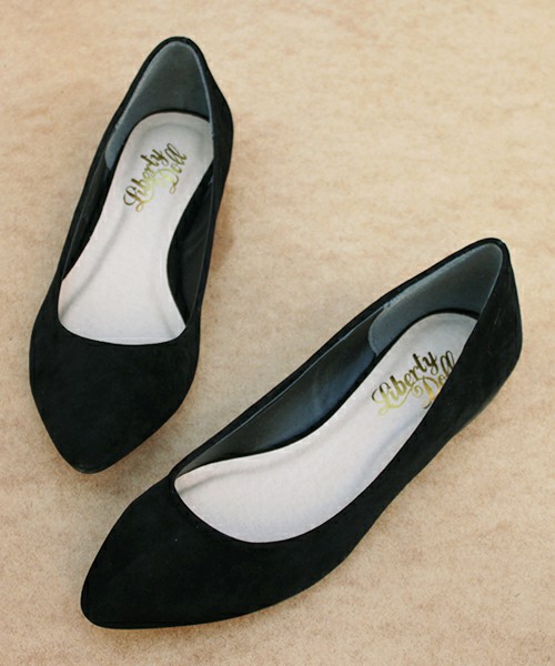 1cmヒールポインテッドトゥフラットパンプス