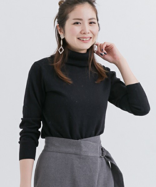 ウォッシャブルベーシックタートルニット