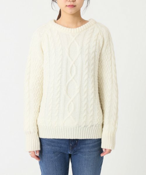 ウォッシャブル ケーブルクルーネックプルオーバー