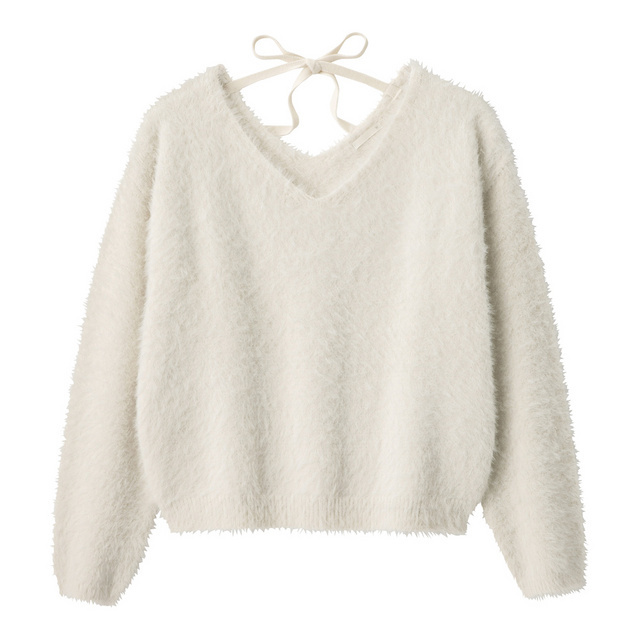 フェザーヤーンバックリボンセーター（長袖）ＲＯ